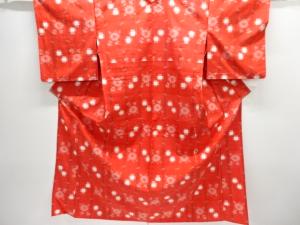 抽象花模様織出し手織り紬単衣着物